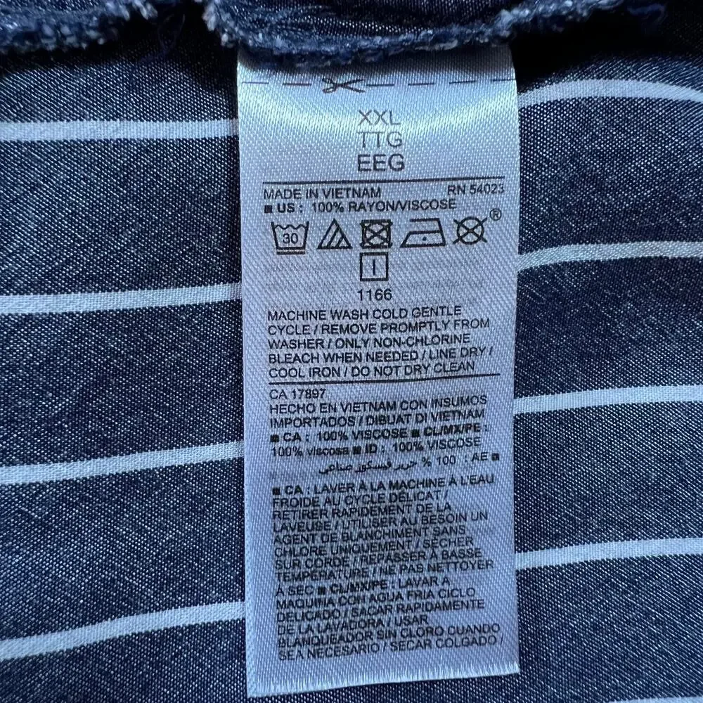 Old Navy V-Neck Stripe Cap Sleeve Blouse Size XXL Coastal Nautical Casual Party - Picture 7 of 11